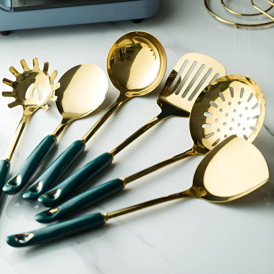 Golden Elegance Stainless Steel Utensil Set