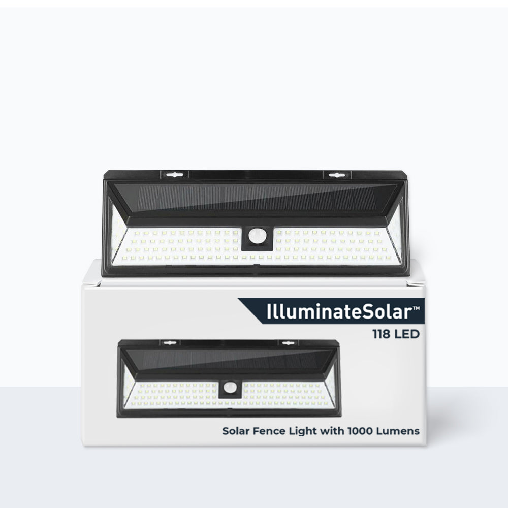 118 LED Solar Fence Wall Light – 1000 Lumens Brightness