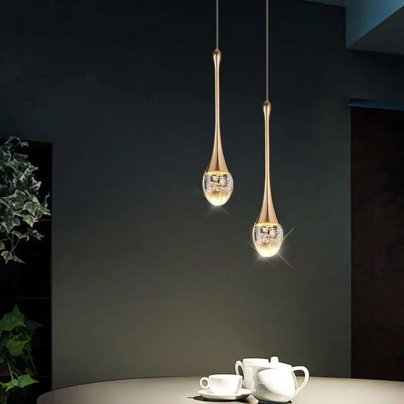 GoldenBubble – Elegant LED Pendant Light with Crystal Effect