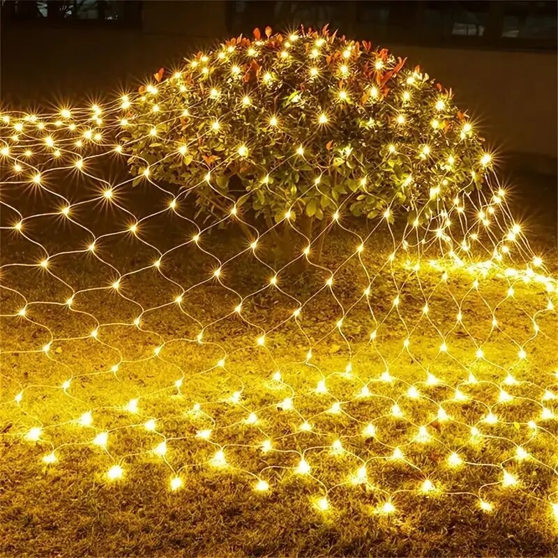 Solar-Powered LED Net Lights – 1.5x1.5m to 2.5x3.0m Garden Mesh Lighting