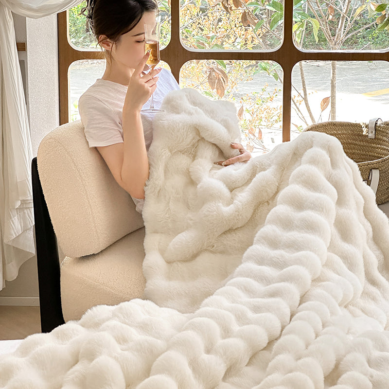 Velmorn - Plush Striped Cozy Blanket for Couch & Bed