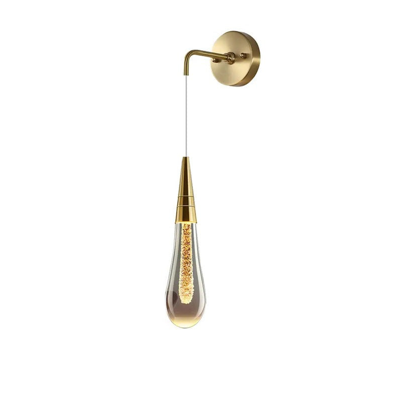 GoldenDrop – Crystal Drop Wall Light for Bedroom & Living Room