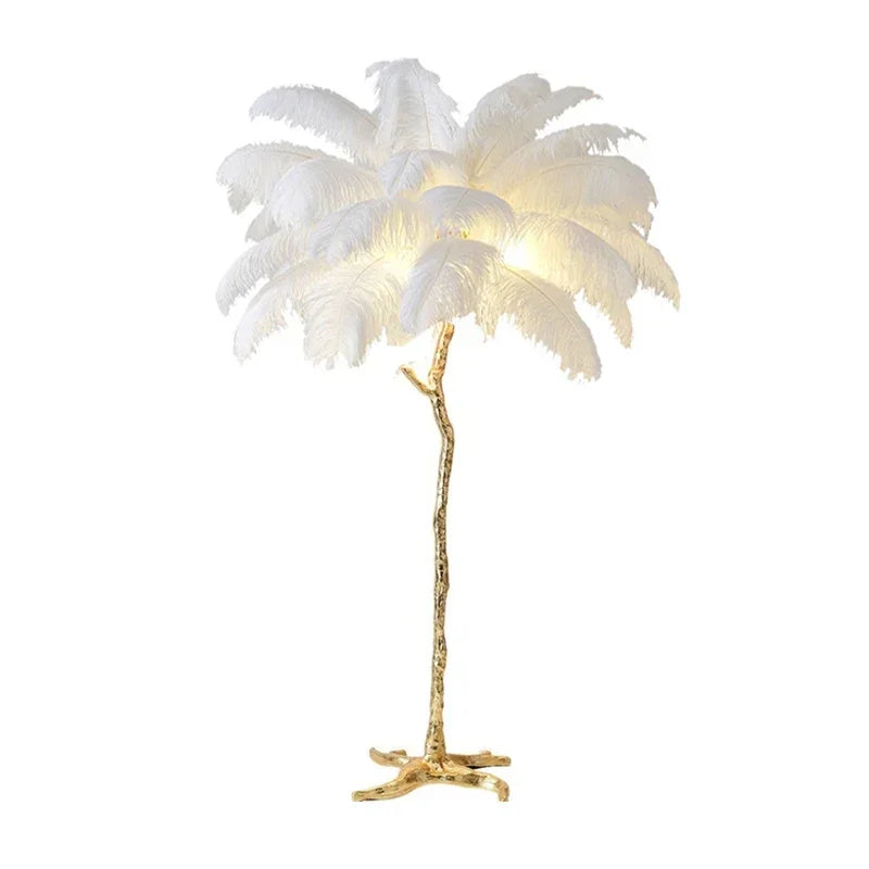 Feathra - Luxury Ostrich Feather Floor Lamp for Living Room or Bedroom Decor