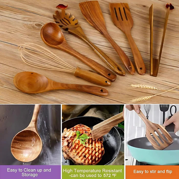 NaturaCook – Premium Wooden Cooking Utensils Set
