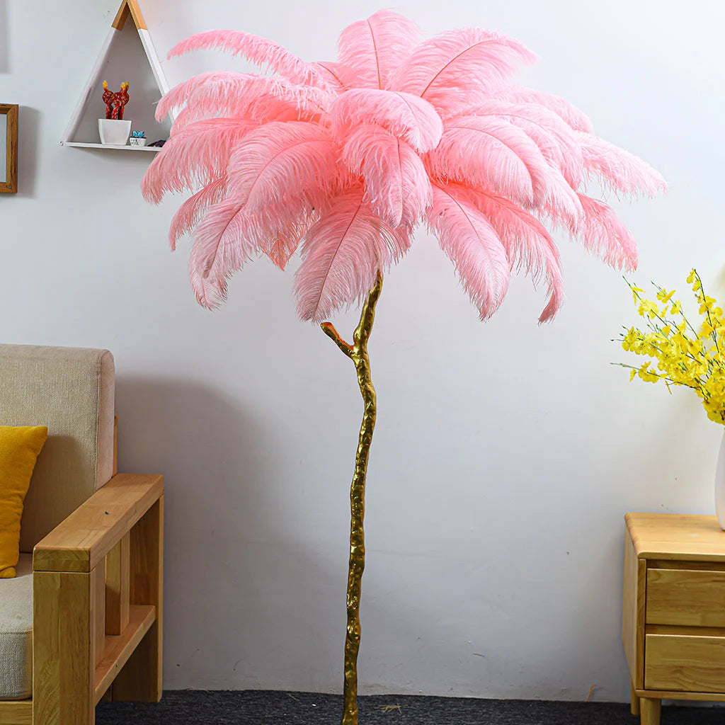 Feathra - Luxury Ostrich Feather Floor Lamp for Living Room or Bedroom Decor