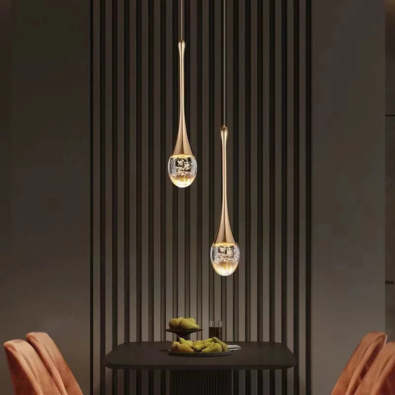 GoldenBubble – Elegant LED Pendant Light with Crystal Effect