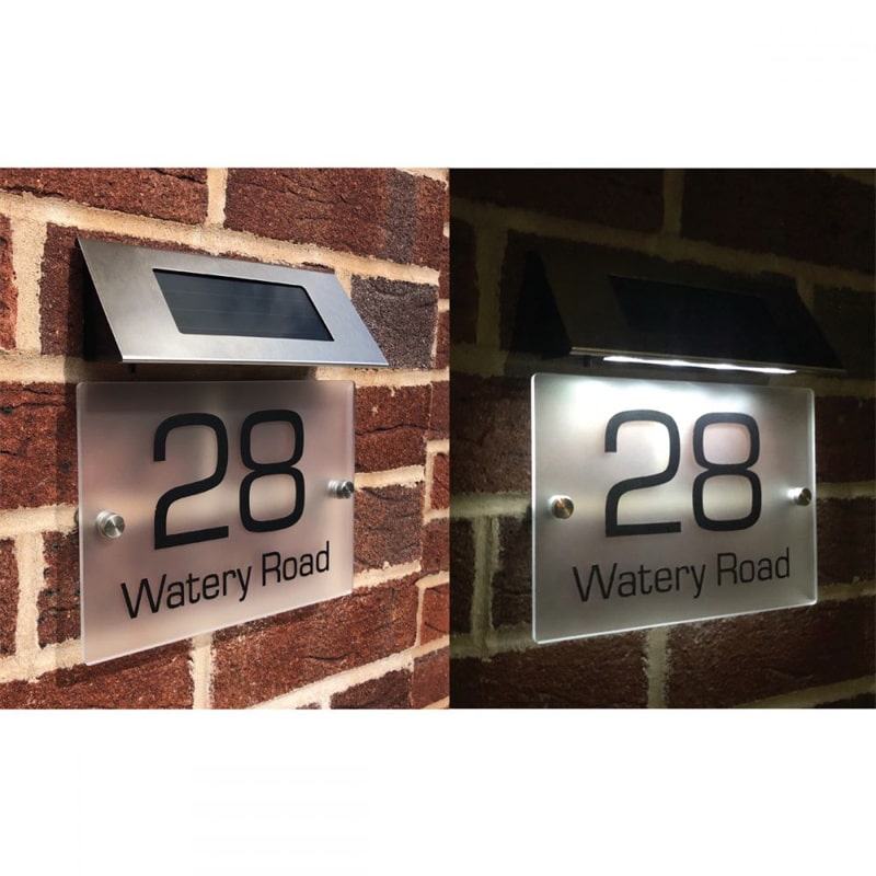 Personalised Frosted Solar LED House Sign