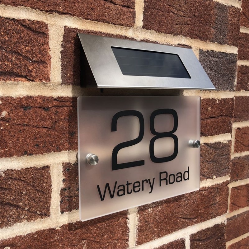 Personalised Frosted Solar LED House Sign