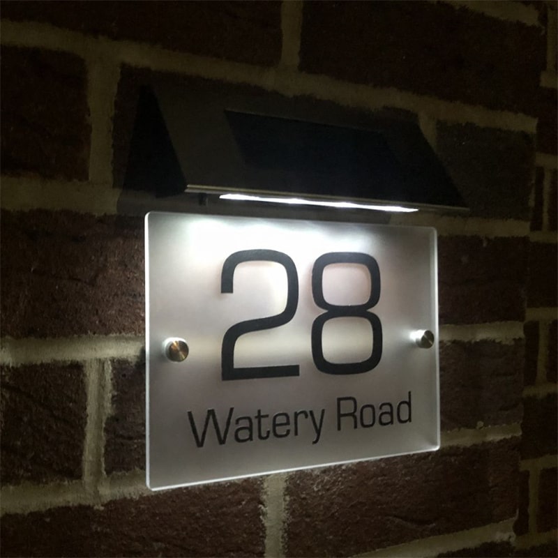Personalised Frosted Solar LED House Sign