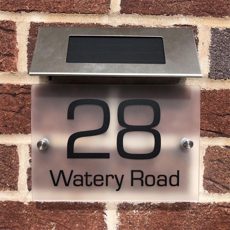 Personalised Frosted Solar LED House Sign