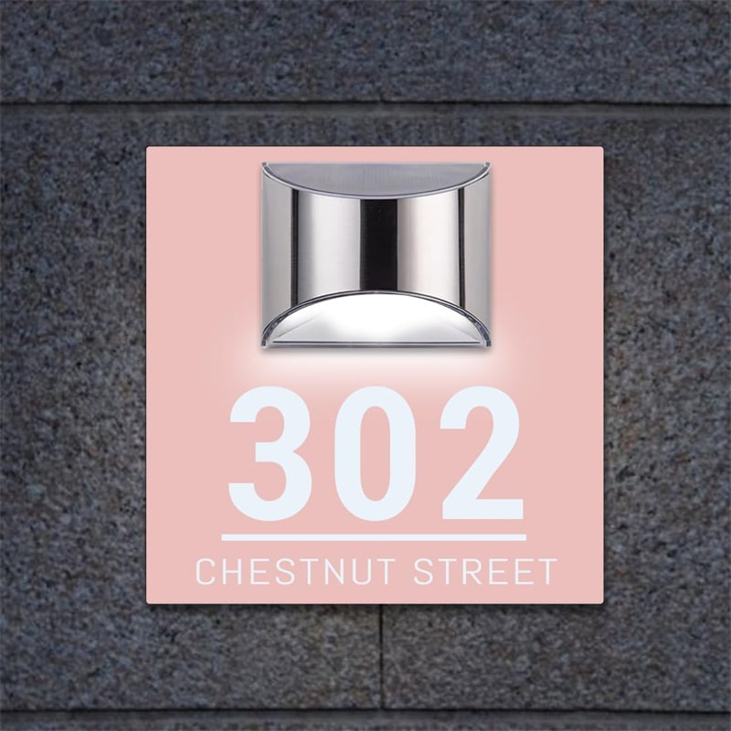 Solar House Number Sign – Customizable & Rectangular with LED Lighting