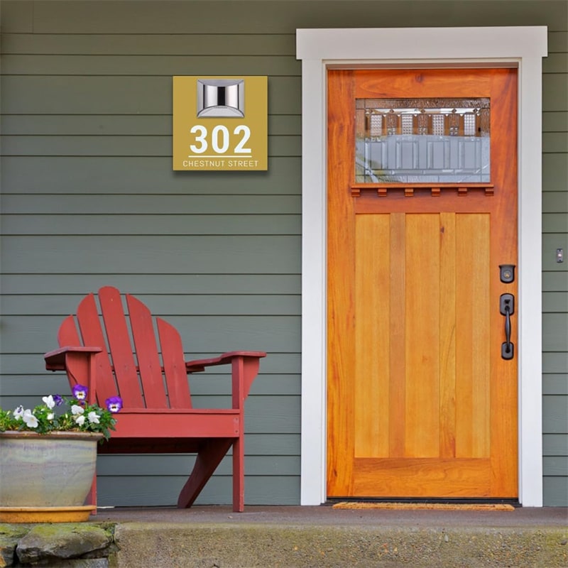Solar House Number Sign – Customizable & Rectangular with LED Lighting