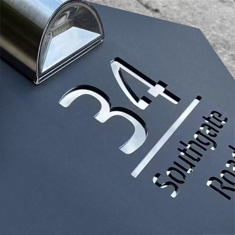 Personalized Diamond-Shaped Solar House Sign