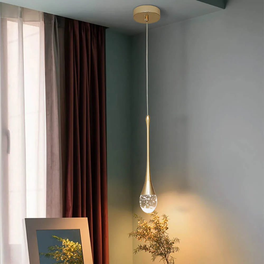 GoldenBubble – Elegant LED Pendant Light with Crystal Effect