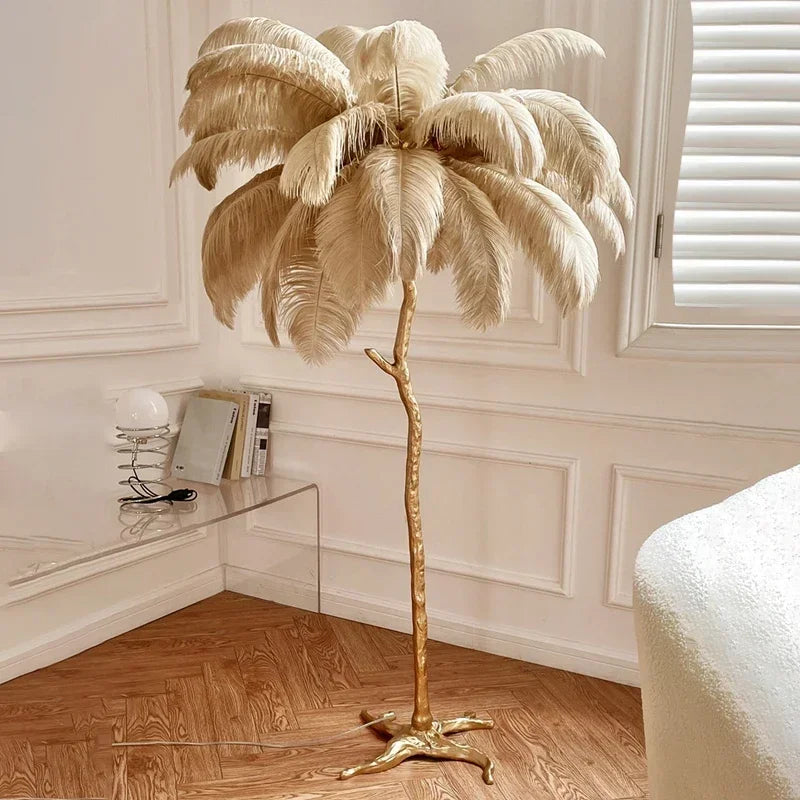 Feathra - Luxury Ostrich Feather Floor Lamp for Living Room or Bedroom Decor