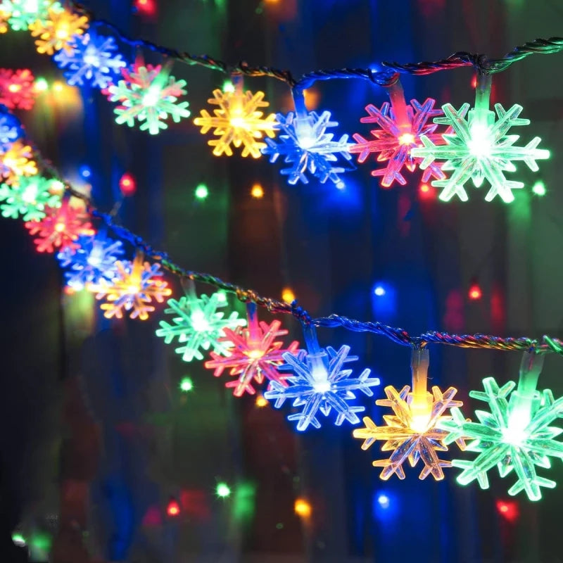 Snowflake LED Fairy Lights – USB/Battery, Indoor & Outdoor Christmas Decor