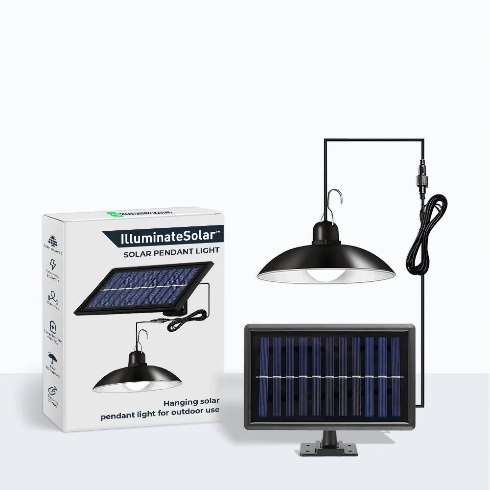 Hanging solar pendant light for outdoor use