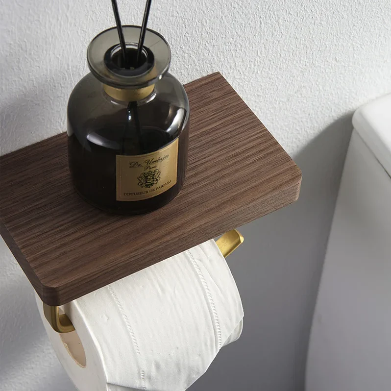 Decoris - Brass & Wood Toilet Roll Holder