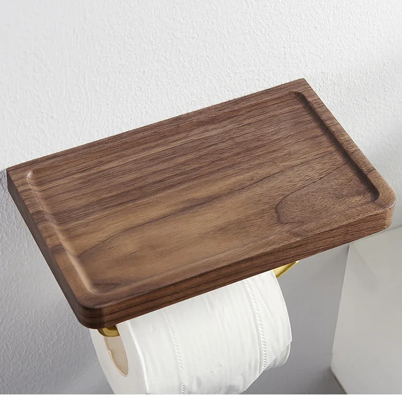 Decoris - Brass & Wood Toilet Roll Holder