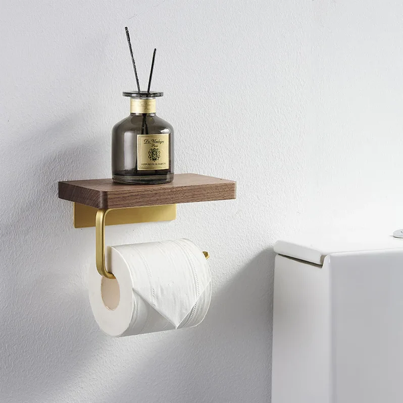 Decoris - Brass & Wood Toilet Roll Holder