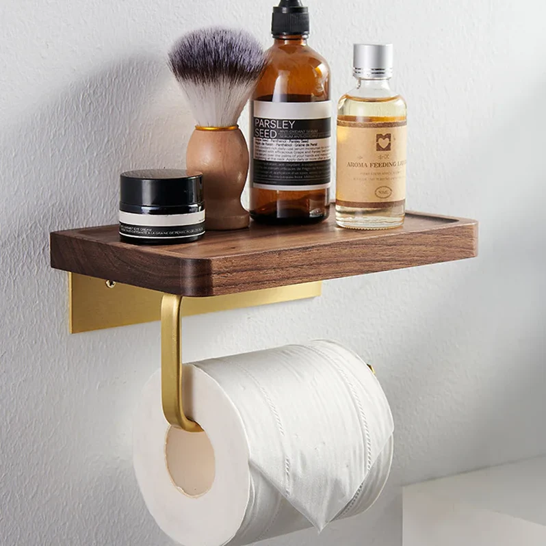 Decoris - Brass & Wood Toilet Roll Holder