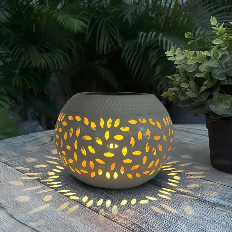 GlowMosaic – Solar Patterned Garden Lamp