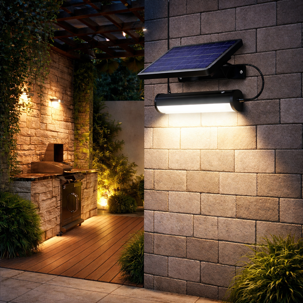 Solar Wall Light With Double Head And Separate Panel