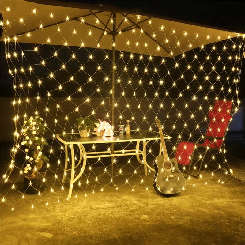 Solar-Powered LED Net Lights – 1.5x1.5m to 2.5x3.0m Garden Mesh Lighting