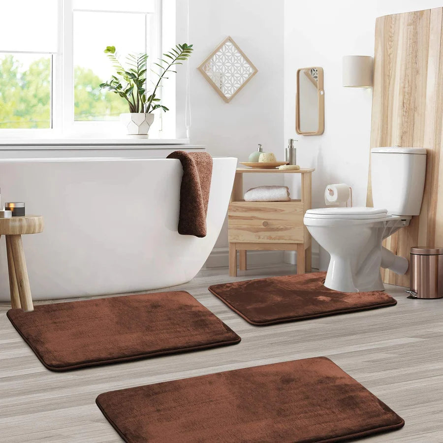 Velvet Comfort Memory Foam Bath Mat Set