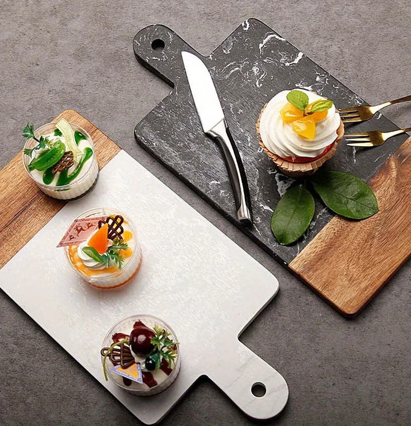 Double-Sided Acacia Wood & Marble Cutting Board