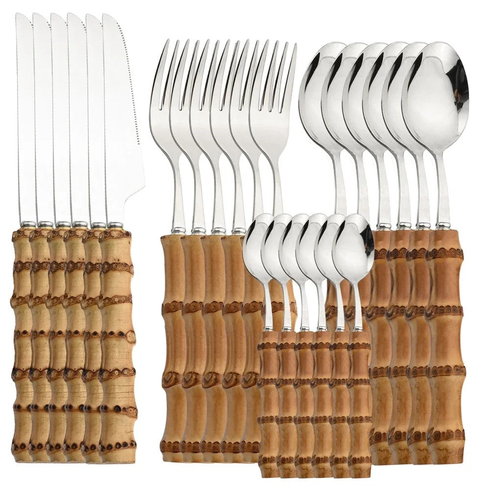 24-Piece Bamboo Cutlery Set