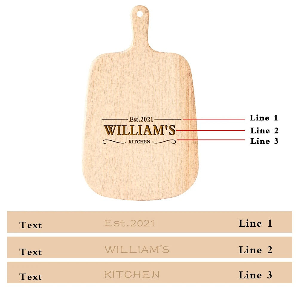 Vintage-Style Personalized Cutting Board – Custom Kitchen Name Engraving