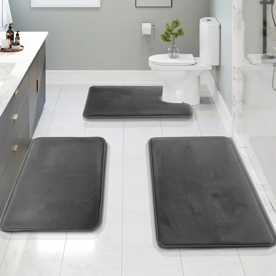 Velvet Comfort Memory Foam Bath Mat Set