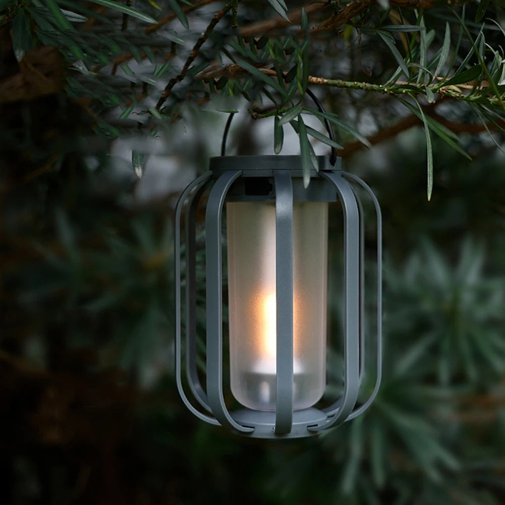 GlowWeave – Round Metal Solar Candle Lantern
