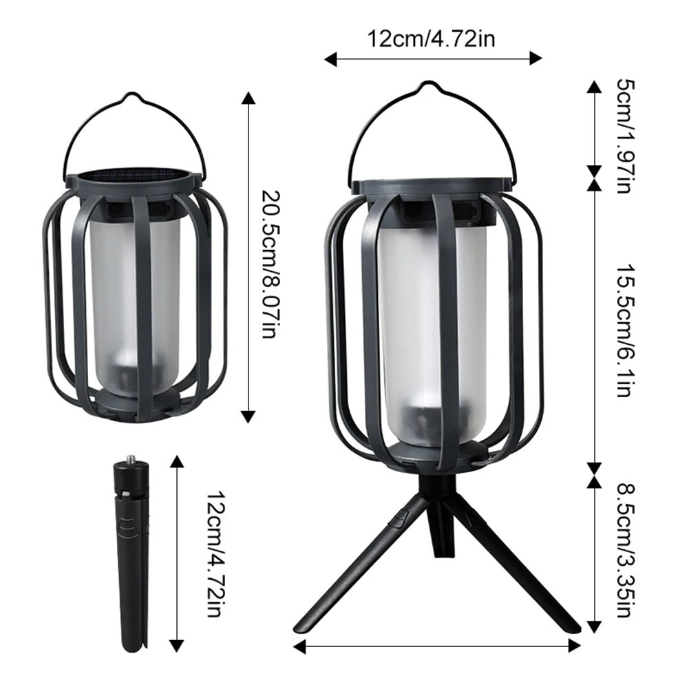 GlowWeave – Round Metal Solar Candle Lantern