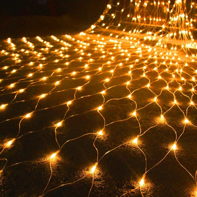 Solar-Powered LED Net Lights – 1.5x1.5m to 2.5x3.0m Garden Mesh Lighting