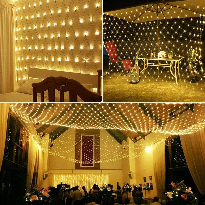 Solar-Powered LED Net Lights – 1.5x1.5m to 2.5x3.0m Garden Mesh Lighting