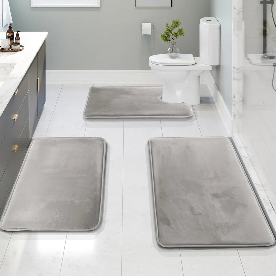 Velvet Comfort Memory Foam Bath Mat Set