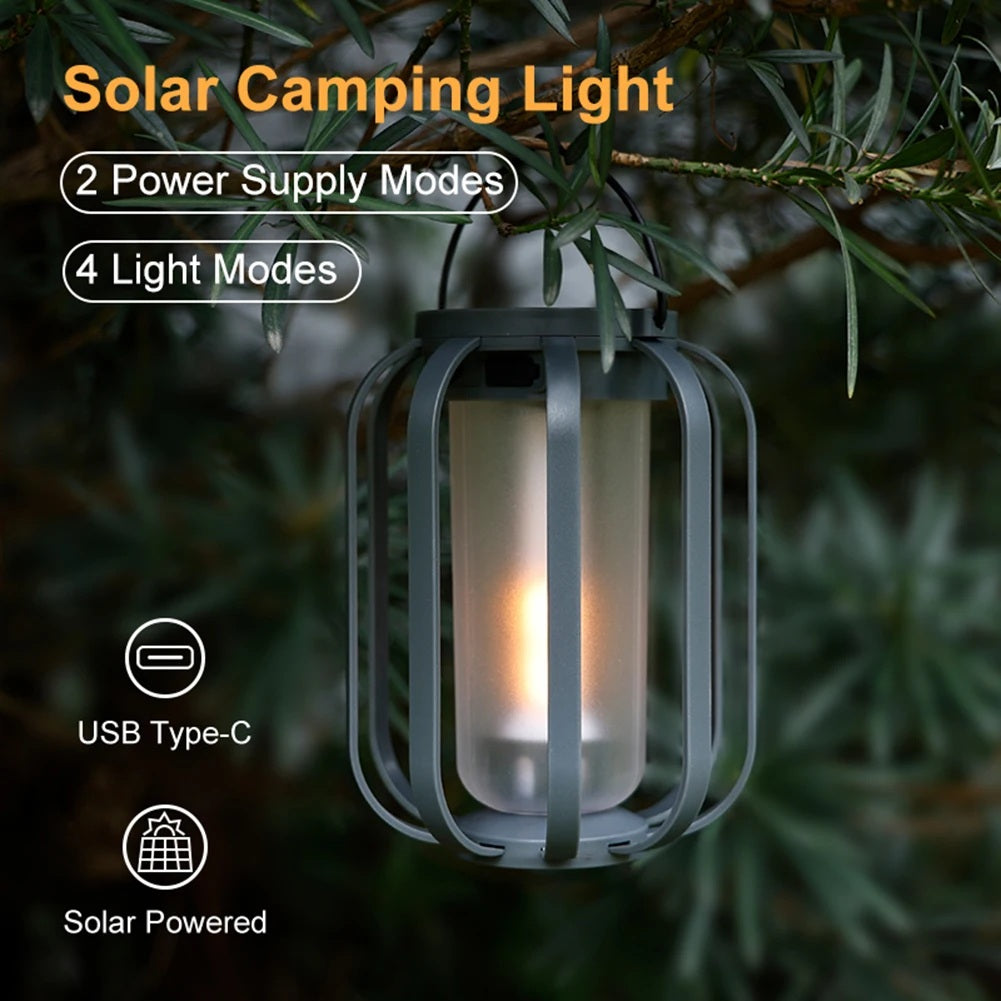 GlowWeave – Round Metal Solar Candle Lantern