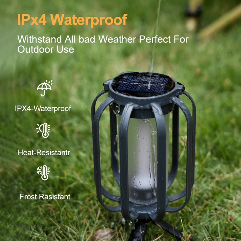 GlowWeave – Round Metal Solar Candle Lantern