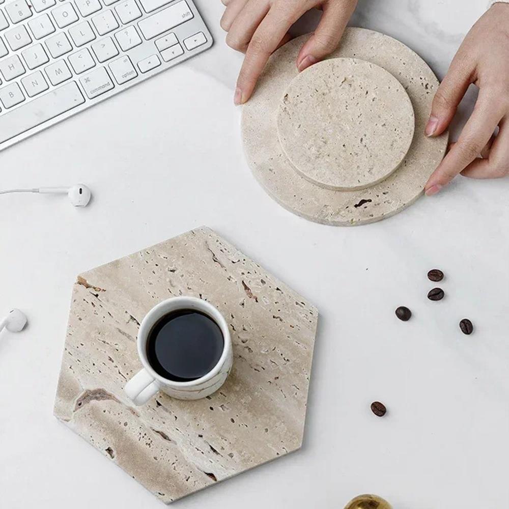 Natural Beige Marble Display Tray
