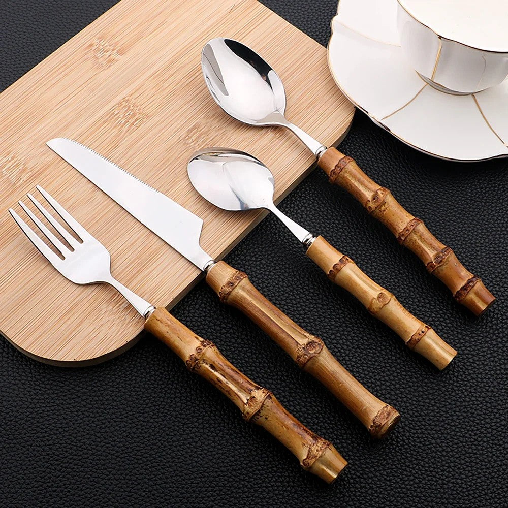 24-Piece Bamboo Cutlery Set