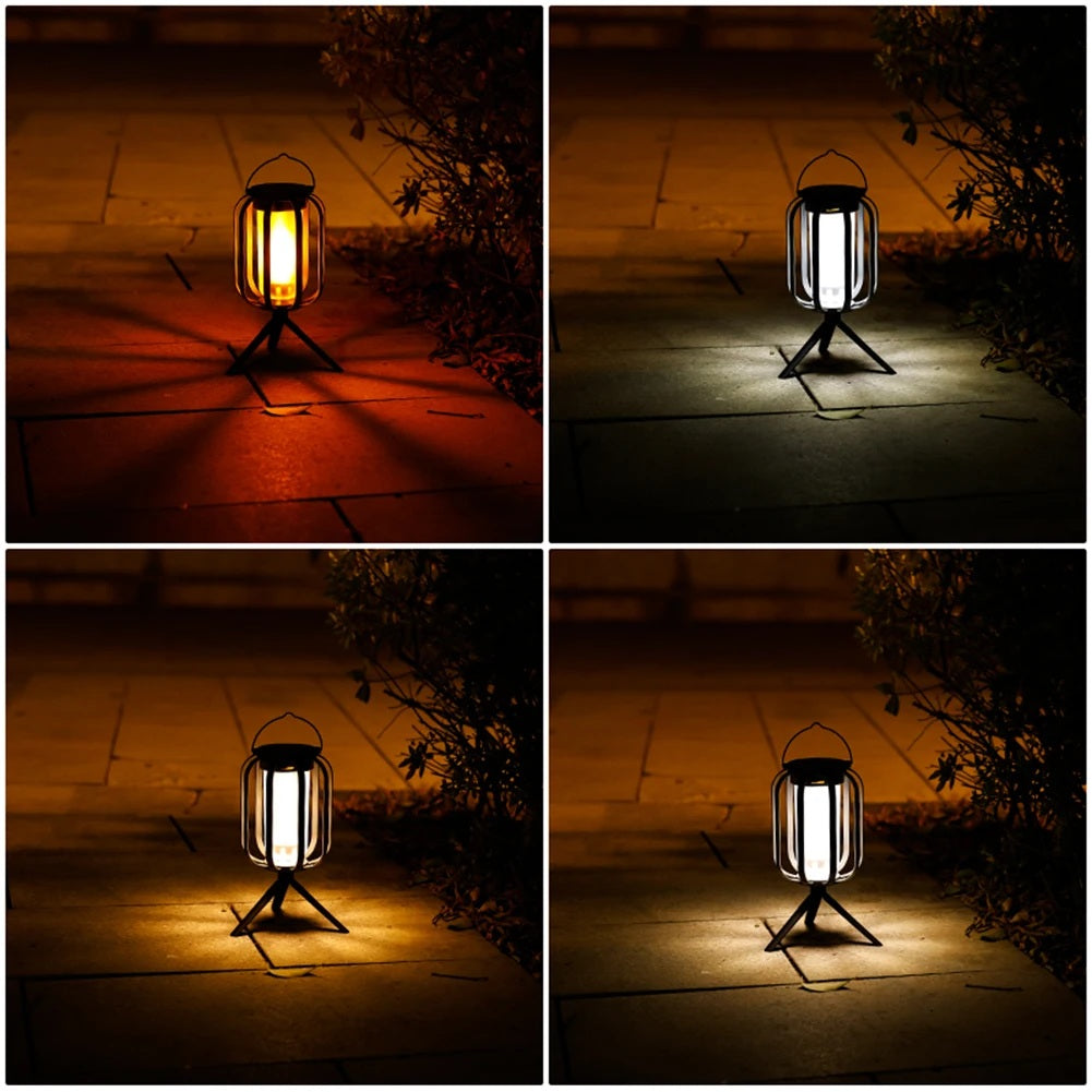 GlowWeave – Round Metal Solar Candle Lantern