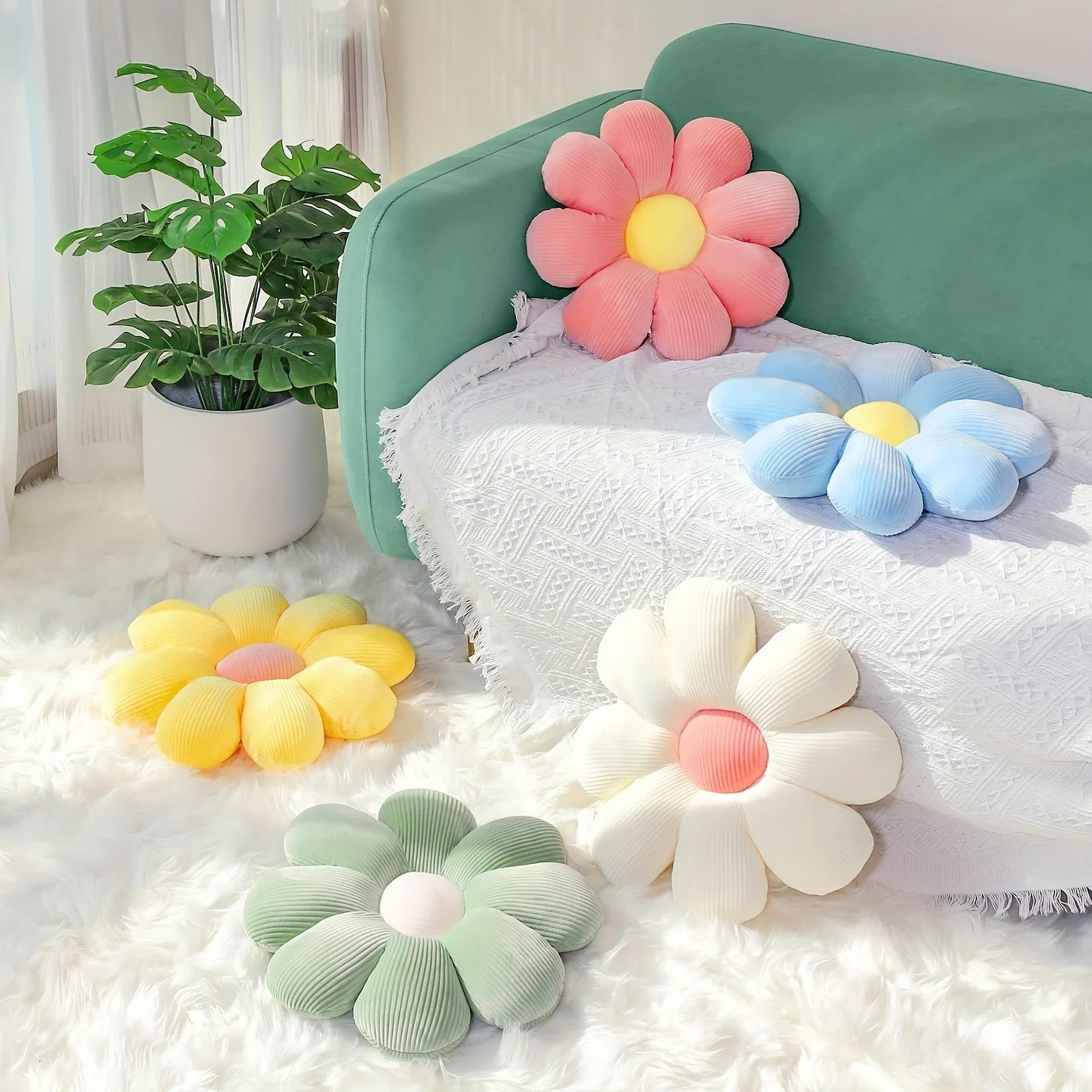 Ultra Soft Daisy Plush Floor Cushion