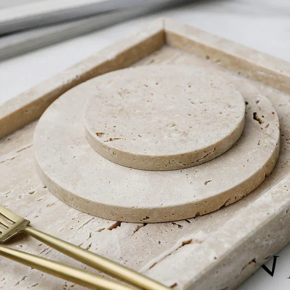 Natural Beige Marble Display Tray
