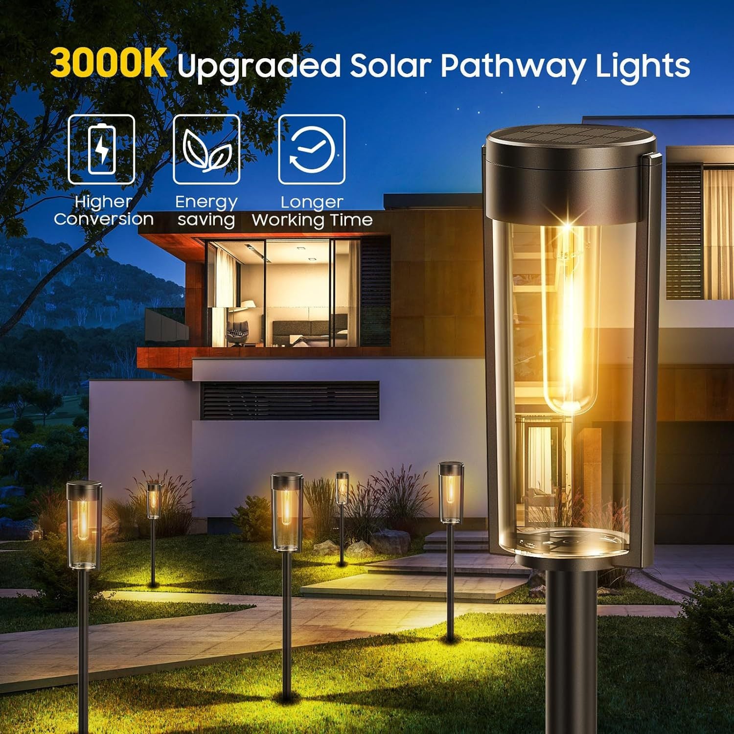DreamScape™ - Elegant Cylindrical Solar Walkway Lights