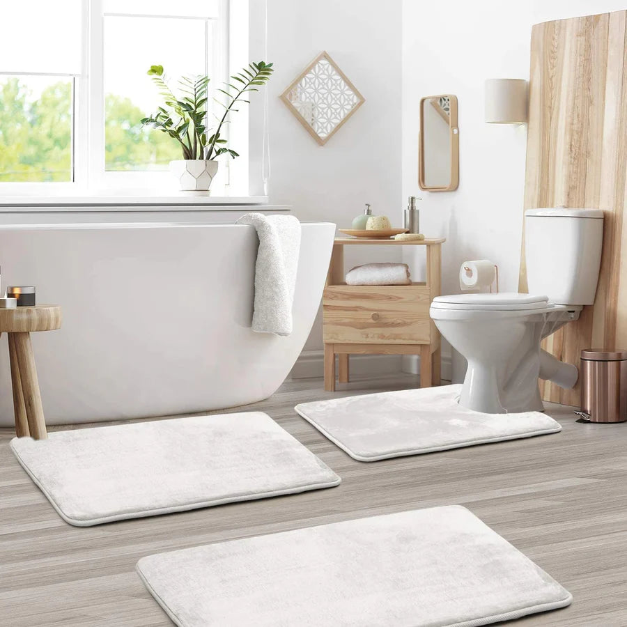 Velvet Comfort Memory Foam Bath Mat Set