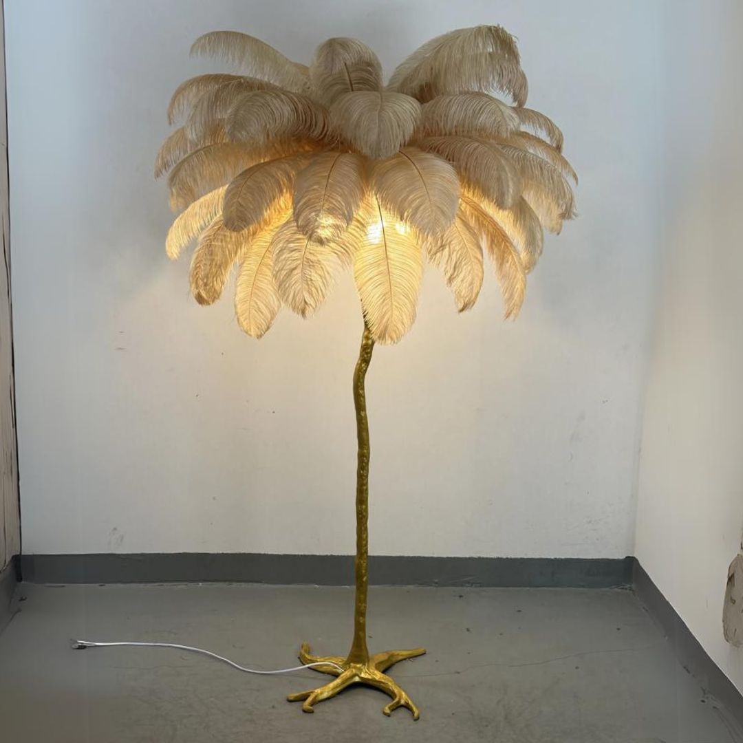 Feathra - Luxury Ostrich Feather Floor Lamp for Living Room or Bedroom Decor