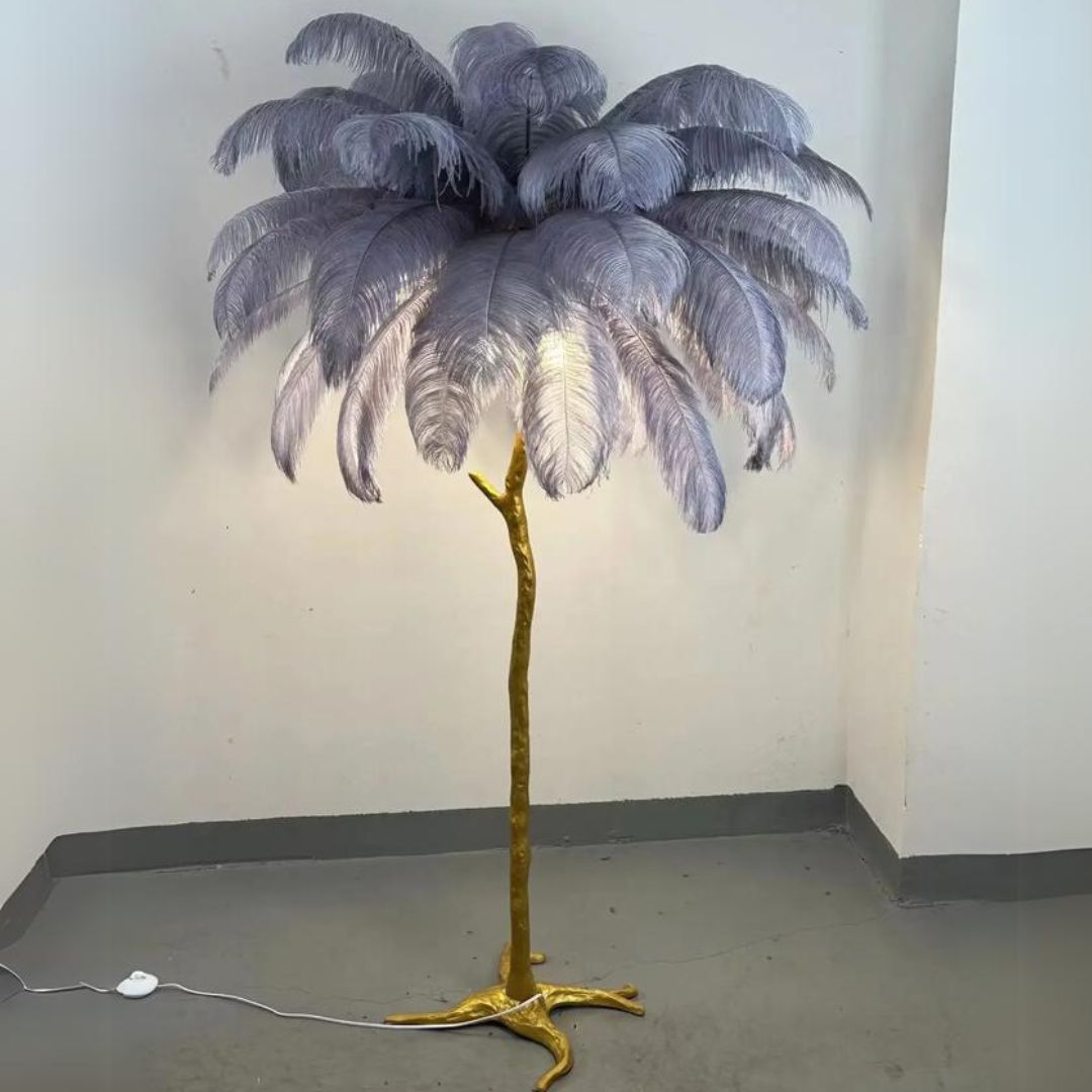 Feathra - Luxury Ostrich Feather Floor Lamp for Living Room or Bedroom Decor
