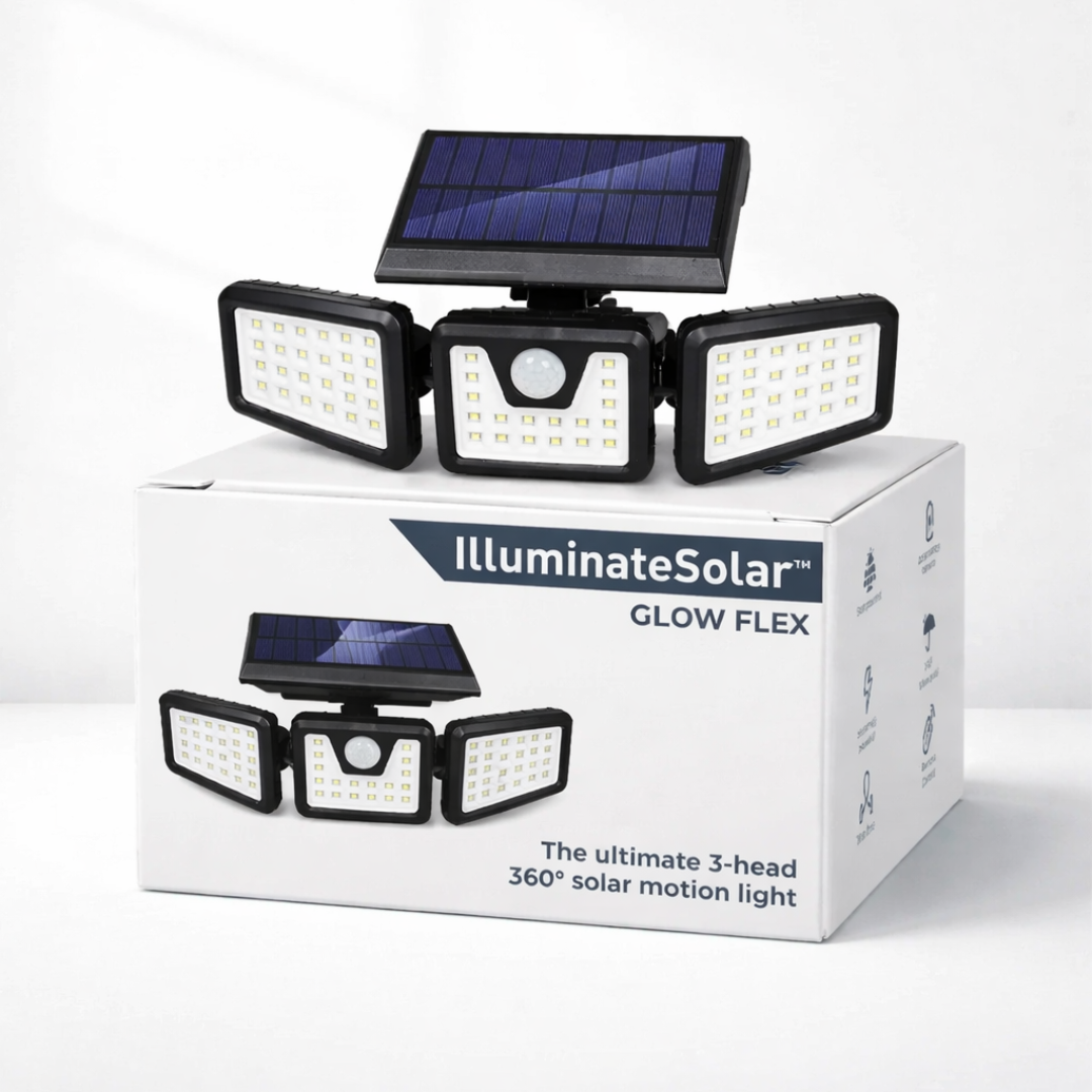 GlowFlex™- The ultimate 3-head 360° solar motion light
